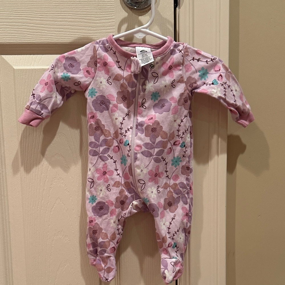 Gerber Pink and Brown Floral Footie